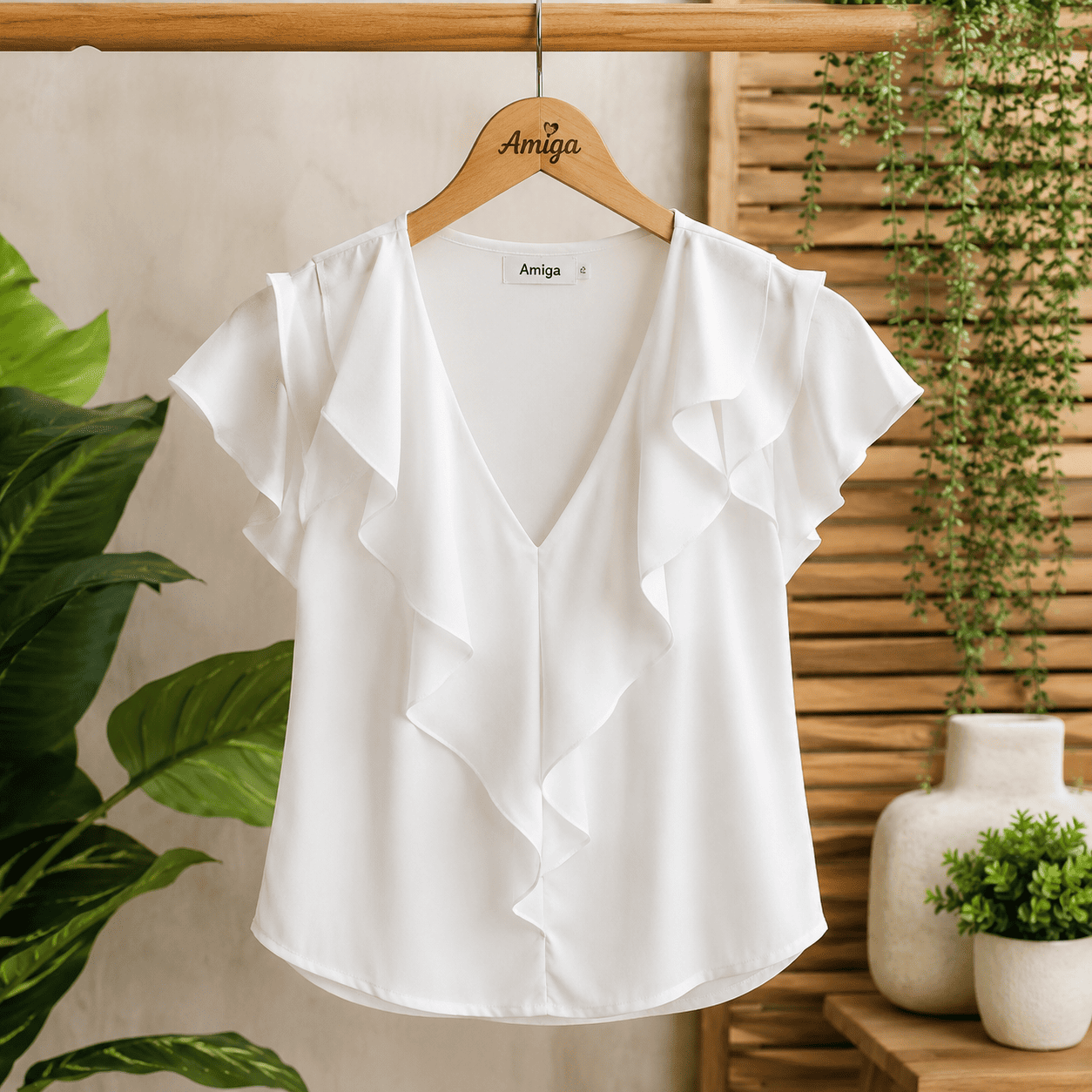 Blusa de volantes blanca